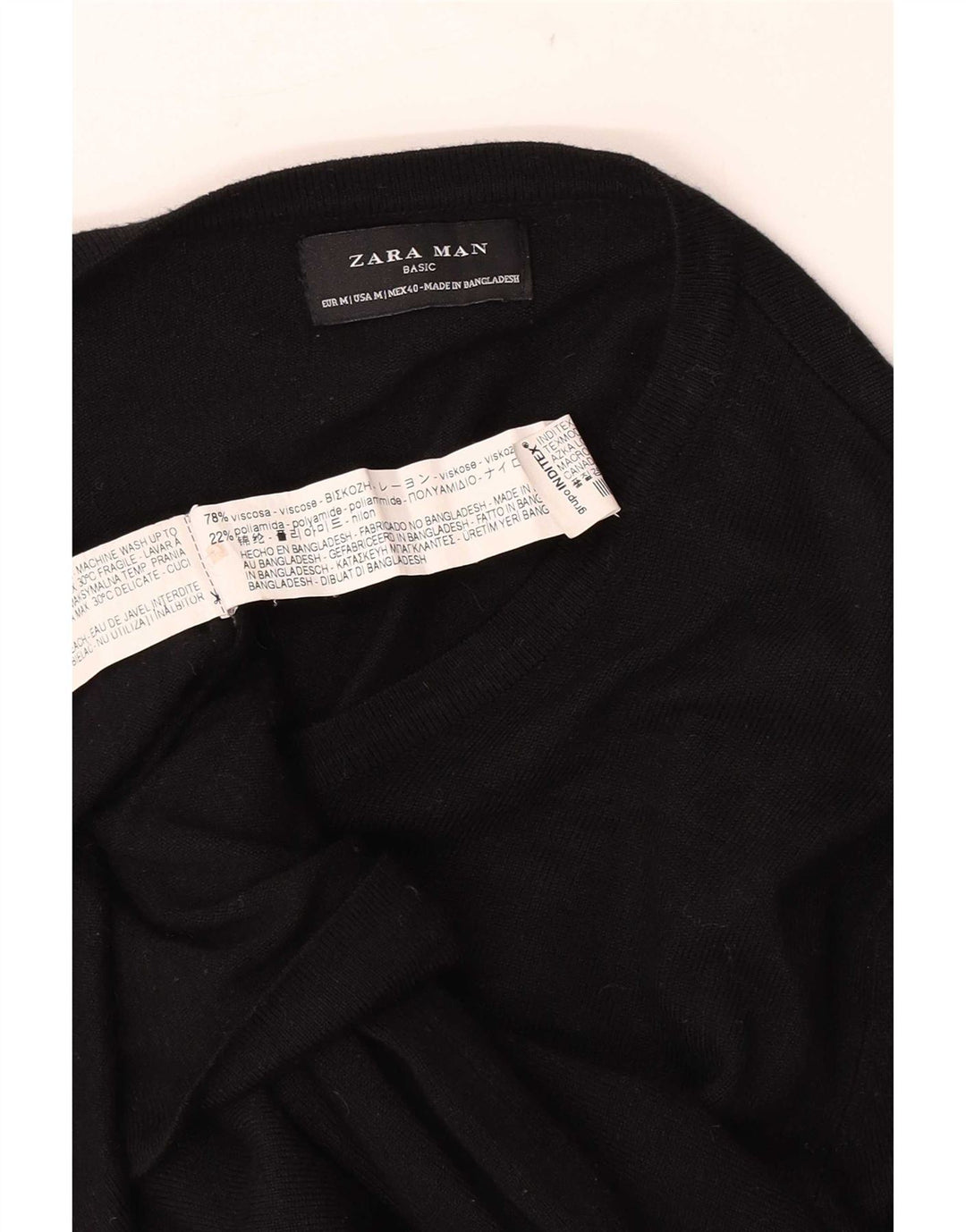 Мужской джемпер с v-образным вырезом Zara, средний черный вискозный свитер