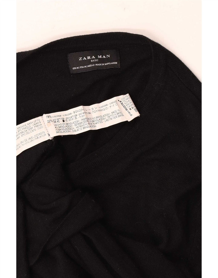 Мужской джемпер с v-образным вырезом Zara, средний черный вискозный свитер