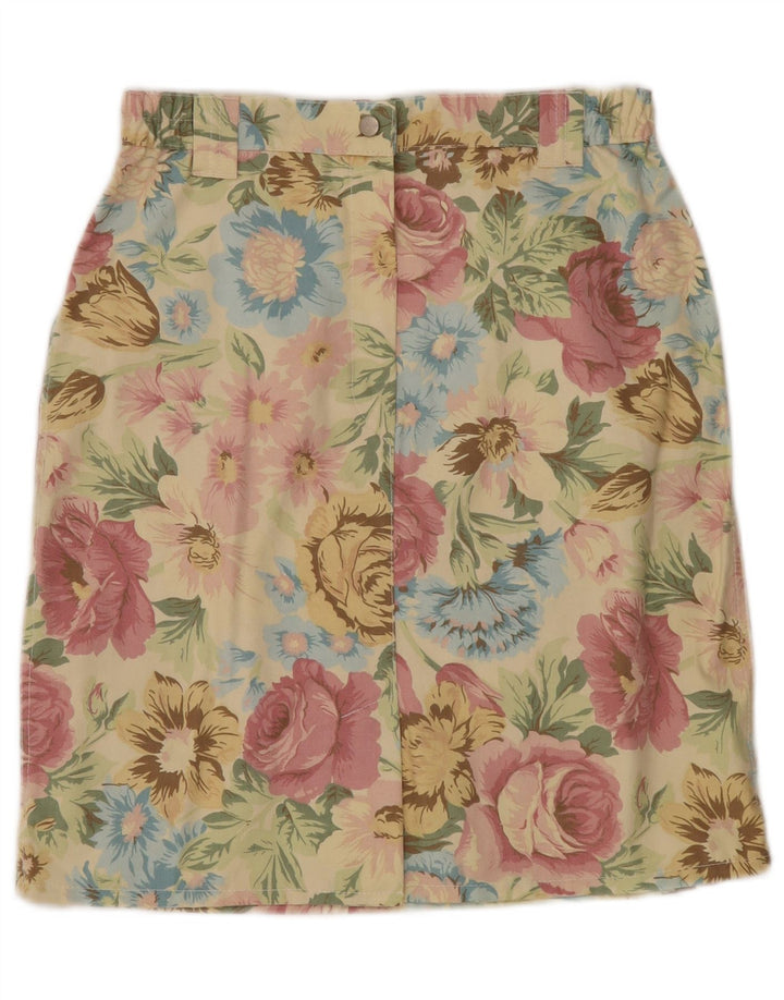 ВИНТАЖНАЯ женская прямая юбка с завышенной талией W30, средний желтый с цветочным принтом