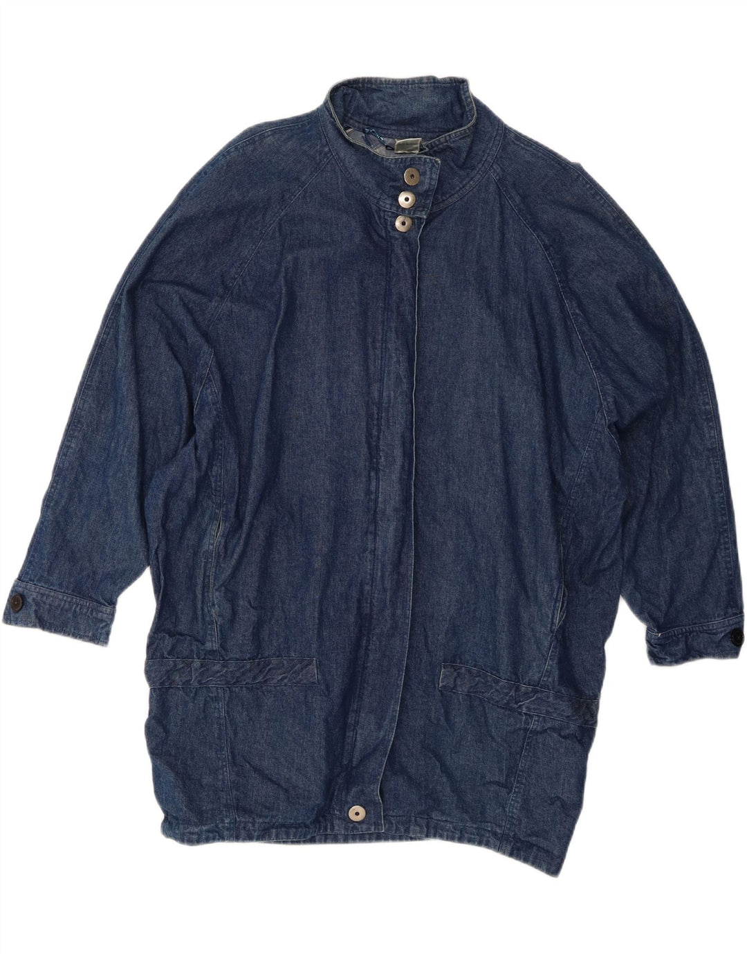 Винтажное женское джинсовое пальто большого размера EU 42, большой синий хлопок