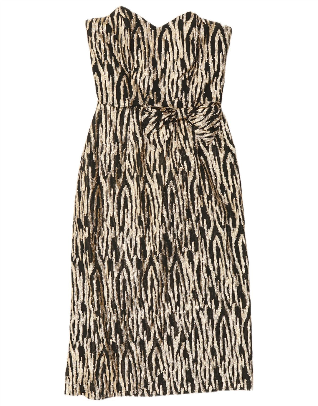 GINA BACCONI Женское платье без бретелек UK 12 Среднее черное с животным принтом