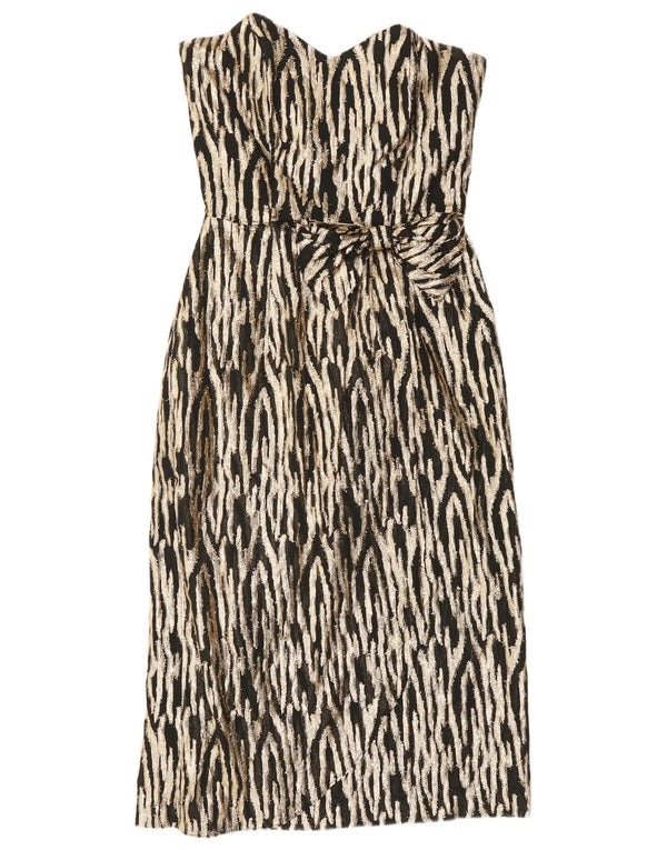 GINA BACCONI Женское платье без бретелек UK 12 Среднее черное с животным принтом