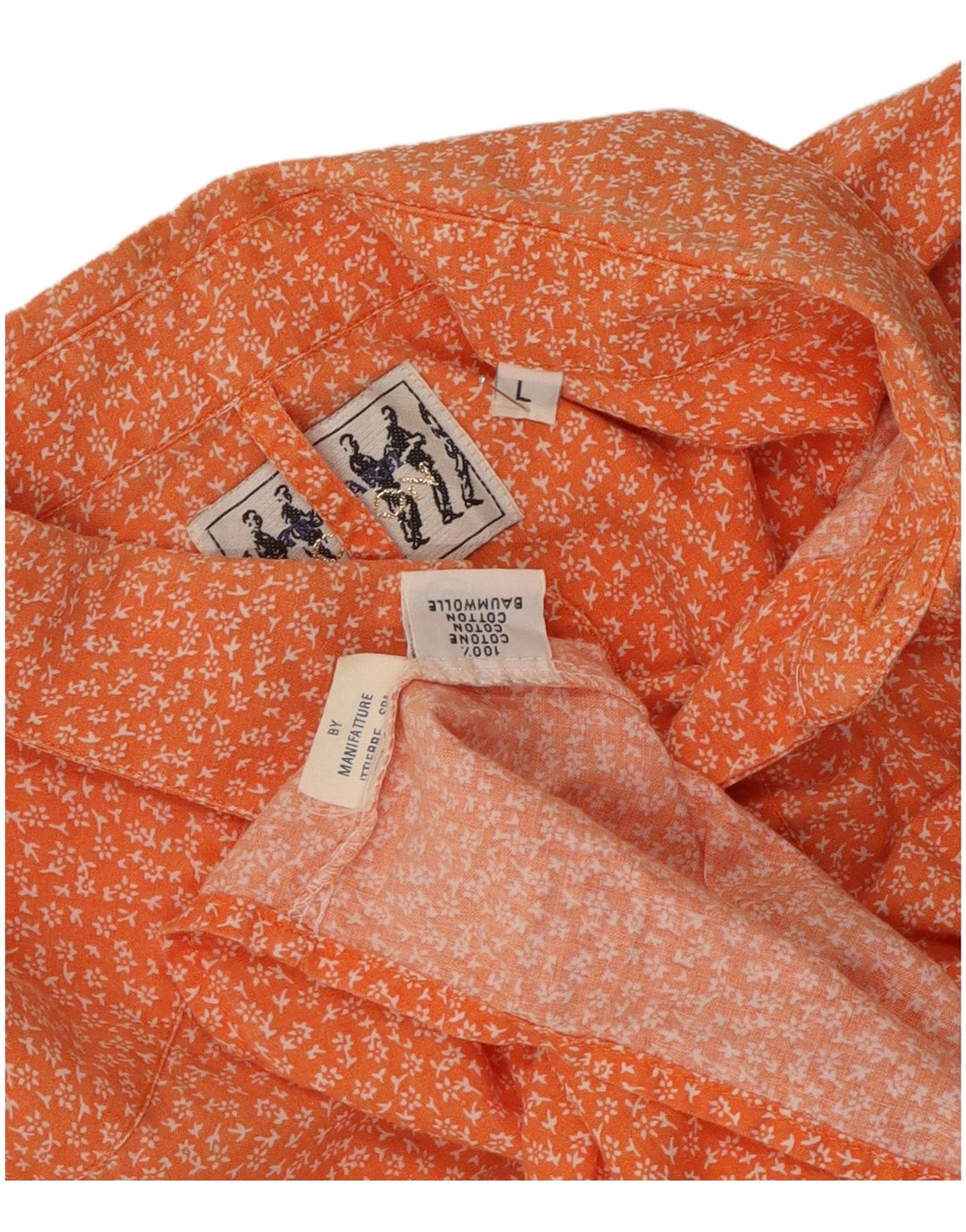 Мужская рубашка Trussardi из хлопка большого размера оранжевого цвета с цветочным принтом