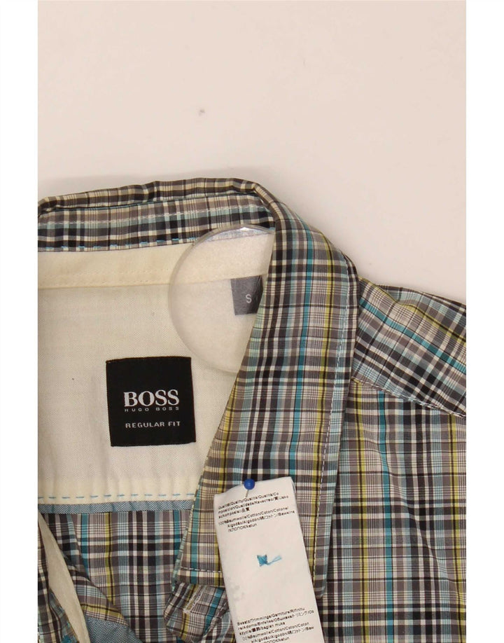 Мужская рубашка Hugo Boss, маленькая разноцветная клетка, хлопок