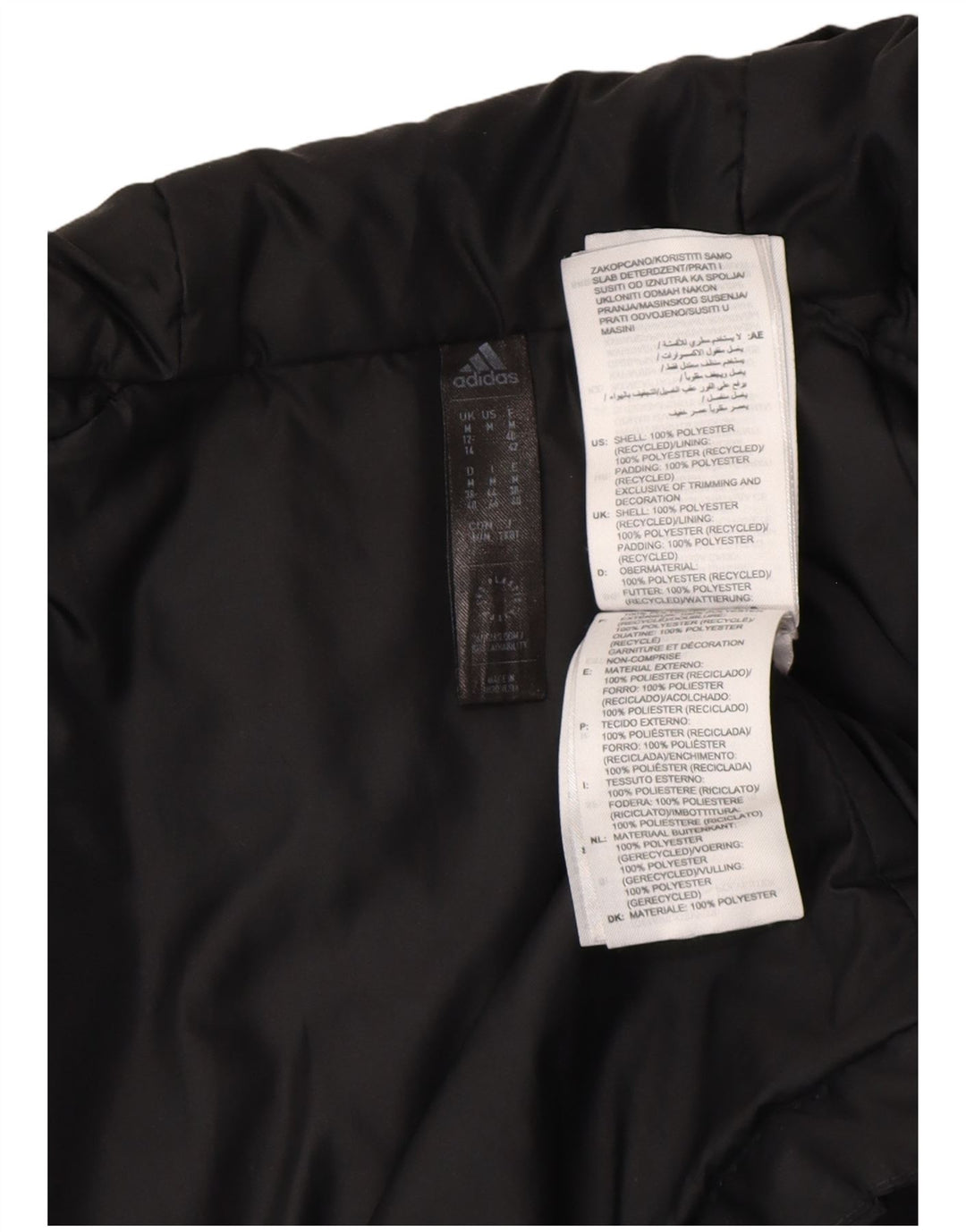 Женская утепленная куртка Adidas с капюшоном UK 12/14, средний черный полиэстер