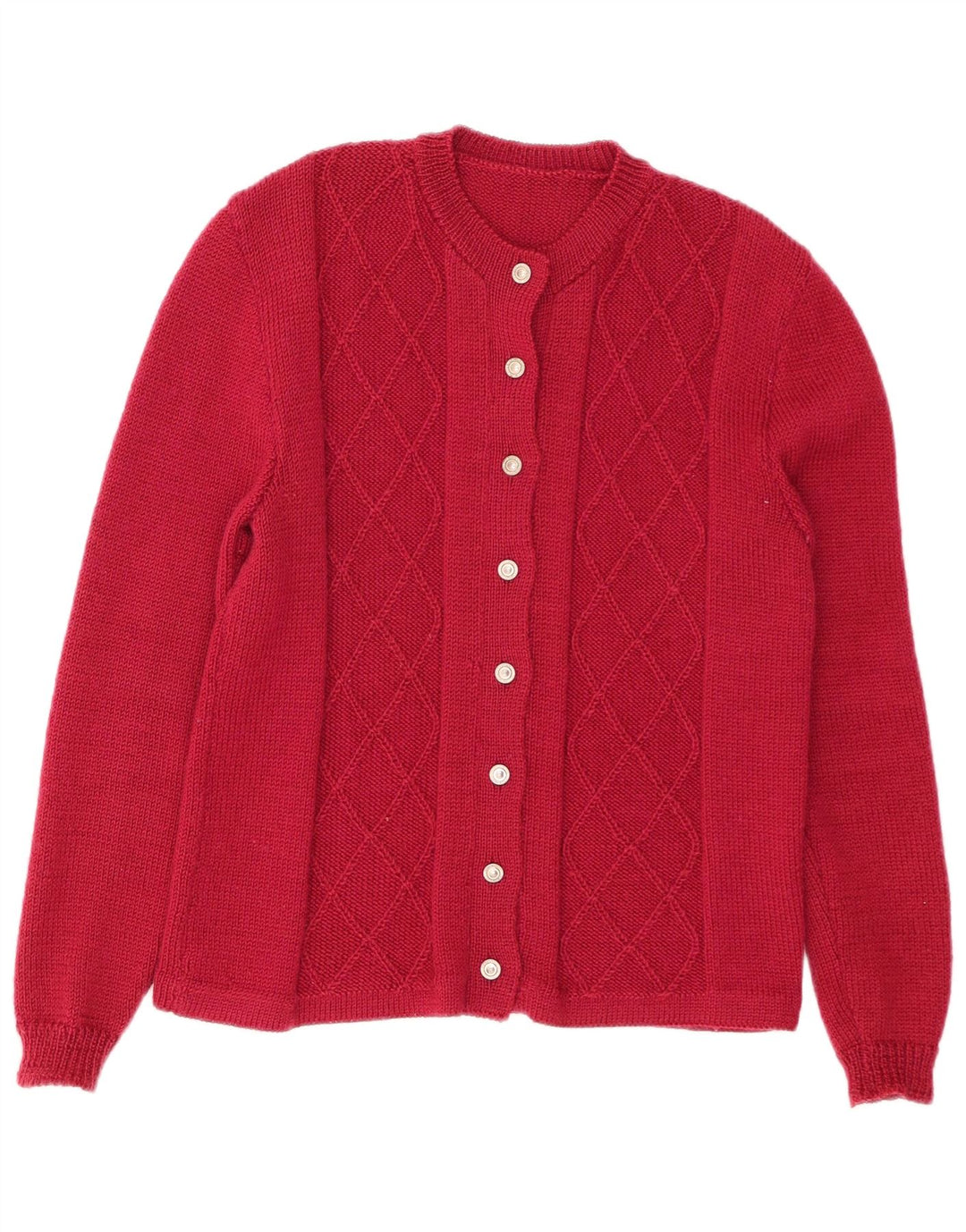 ВИНТАЖНЫЙ женский кардиган-свитер UK 14, средний красный