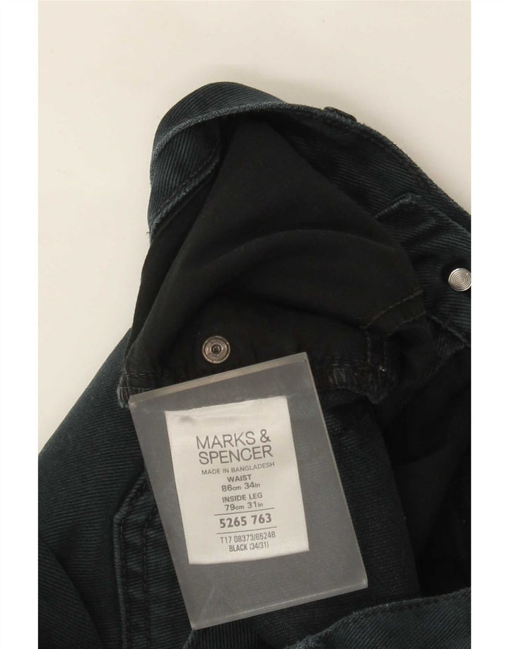 Мужские потертые прямые джинсы Marks & Spencer W34 L31, черный хлопок