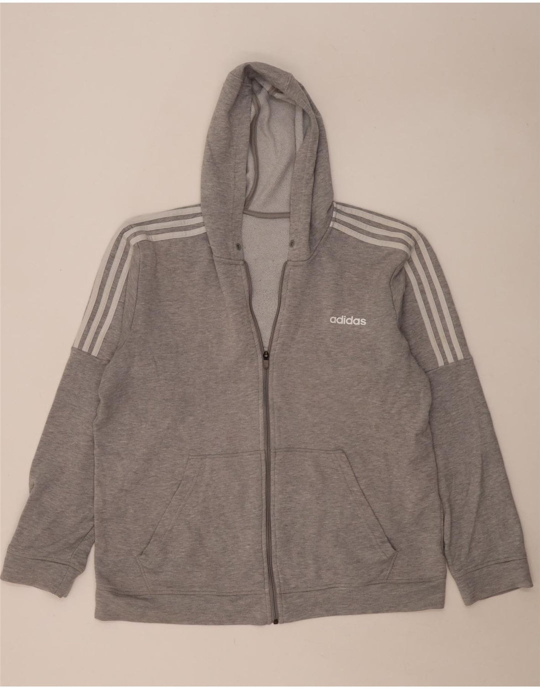 Мужской свитер с капюшоном на молнии Adidas XL, серый полиэстер