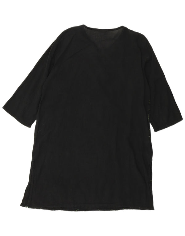 ВИНТАЖНОЕ женское платье-туника с рукавом 3/4, Великобритания, 18 XL, черное с цветочным принтом