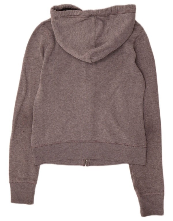 Женский укороченный свитер с капюшоном на молнии с графическим рисунком Hollister UK 6 XS, серый хлопок