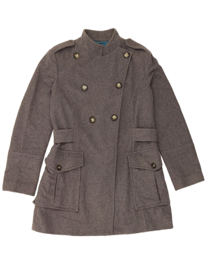 Женское двубортное пальто в стиле милитари Sisley UK 16, большое серое шерстяное пальто