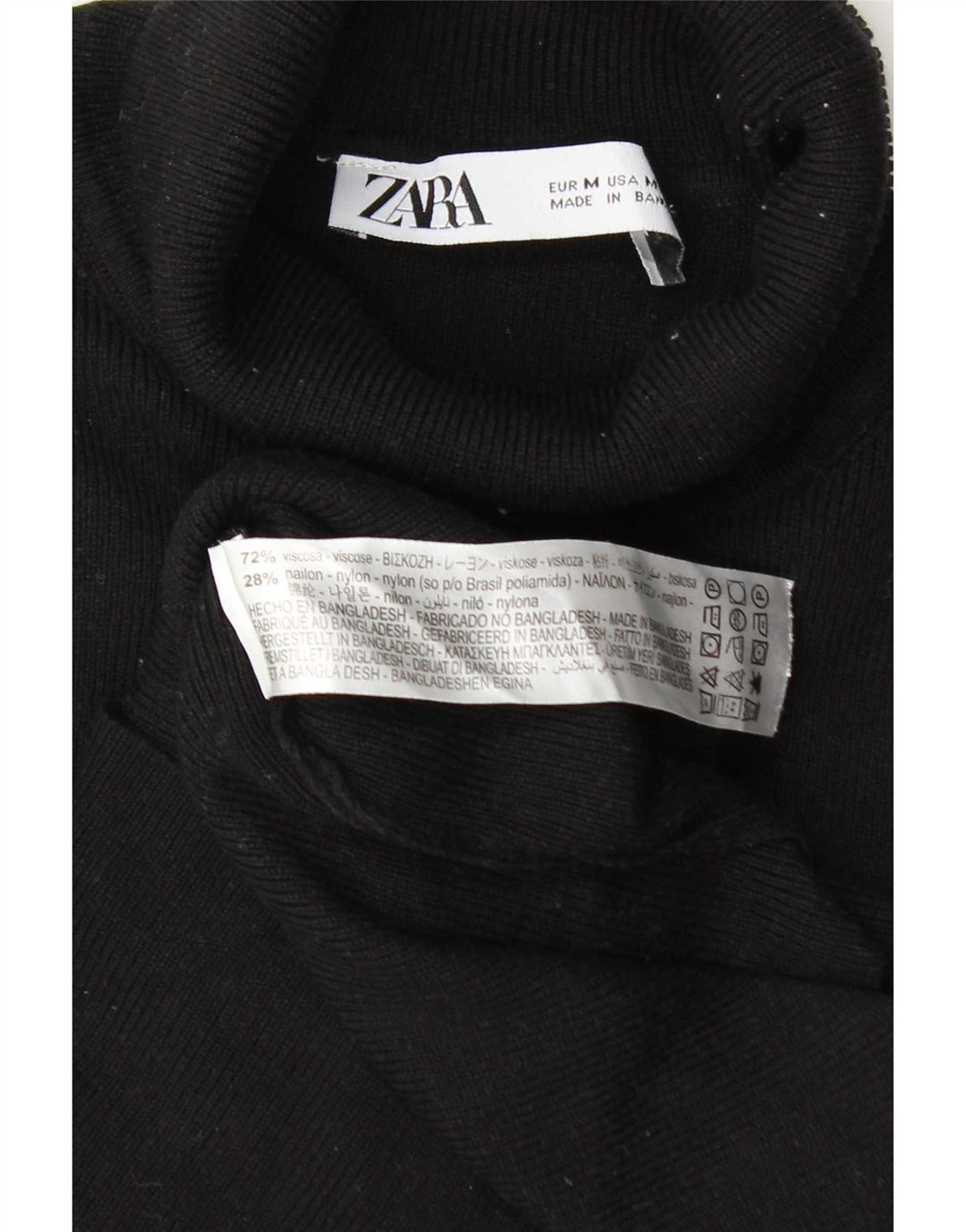 Женский укороченный джемпер с высоким воротником Zara UK 12, средний черный вискоза
