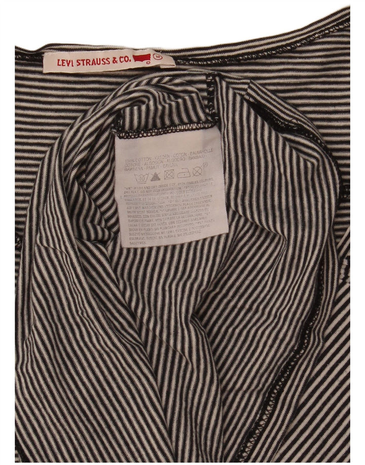 Женский топ Levi's с длинным рукавом UK 14, хлопковый средний черный в полоску