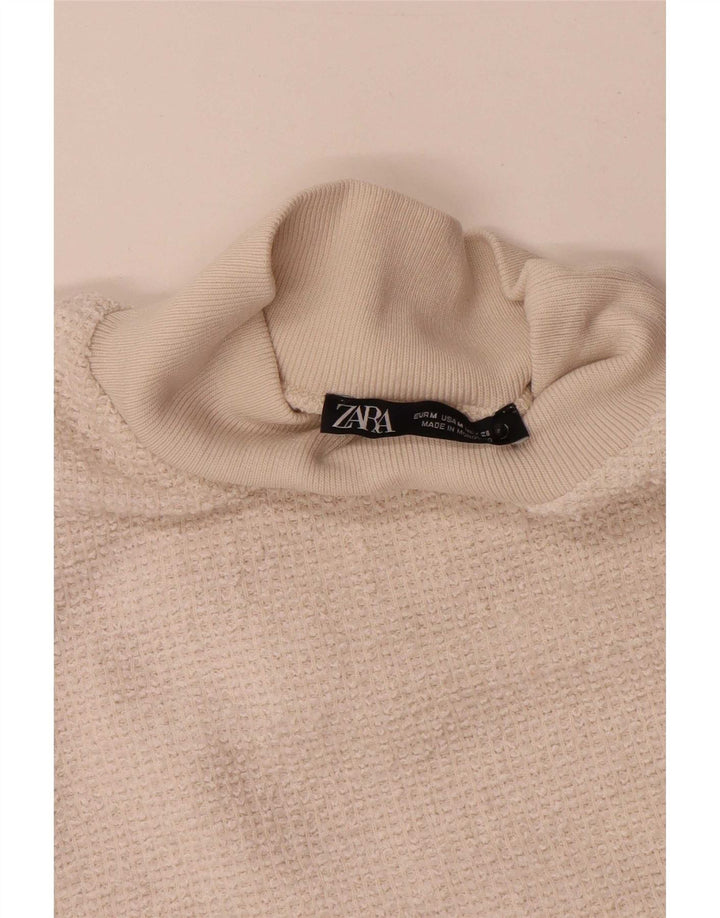 Женская футболка Zara Top UK 12 Medium Off White Polyester