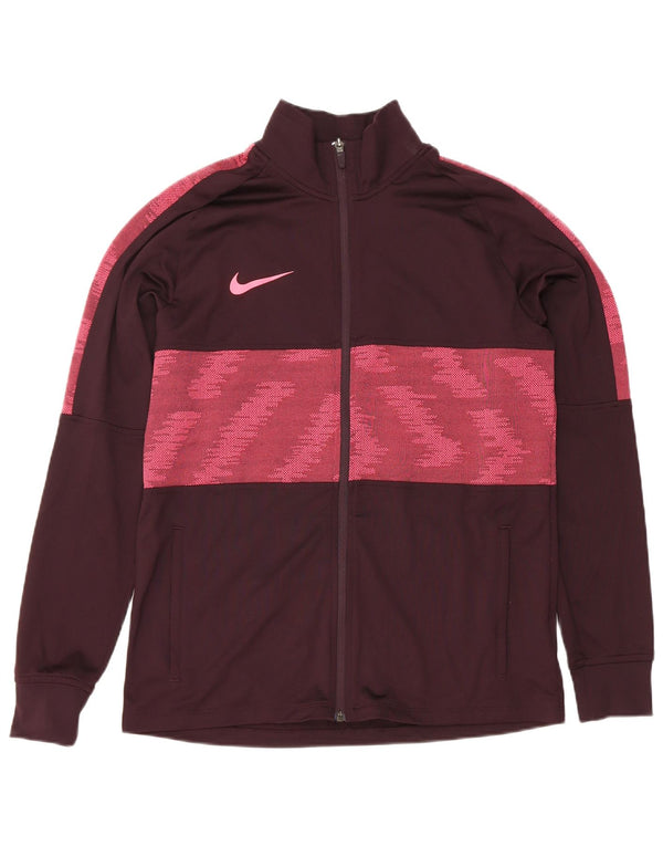 Мужская спортивная куртка Nike Dri Fit, средний темно-бордовый полиэстер с геометрическим рисунком