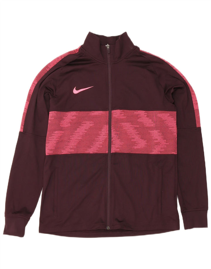 Мужская спортивная куртка Nike Dri Fit, средний темно-бордовый полиэстер с геометрическим рисунком