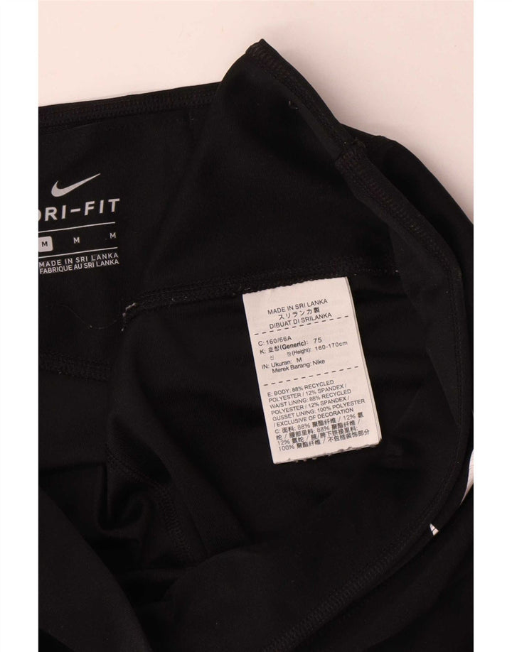 Женские леггинсы с рисунком Nike Dri Fit UK 14, средний черный, полиэстер