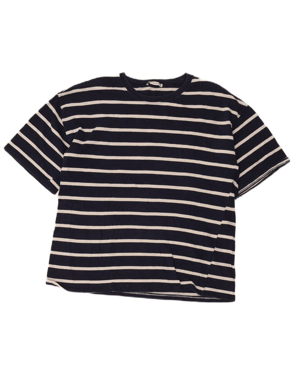 Женская футболка Zara Top UK 18 XL, хлопковая темно-синяя полоска