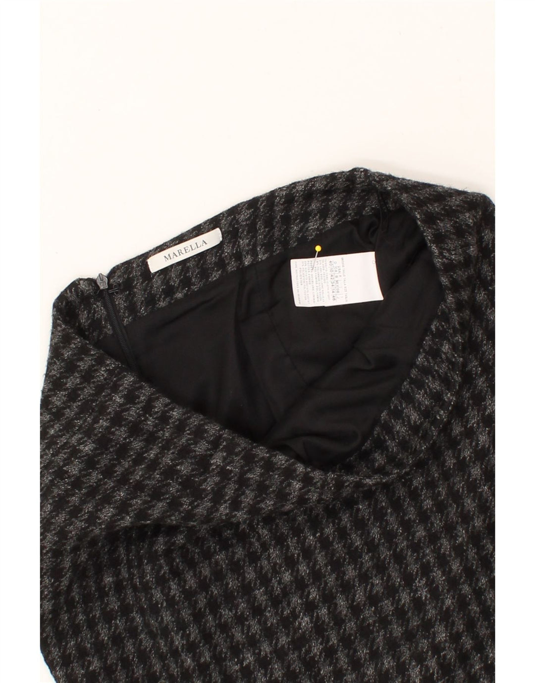 MARELLA Womens Pencil Skirt UK 14 Medium W32  Grey Houndstooth Wool Vintage Marella and Second-Hand Marella from Messina Hembry 