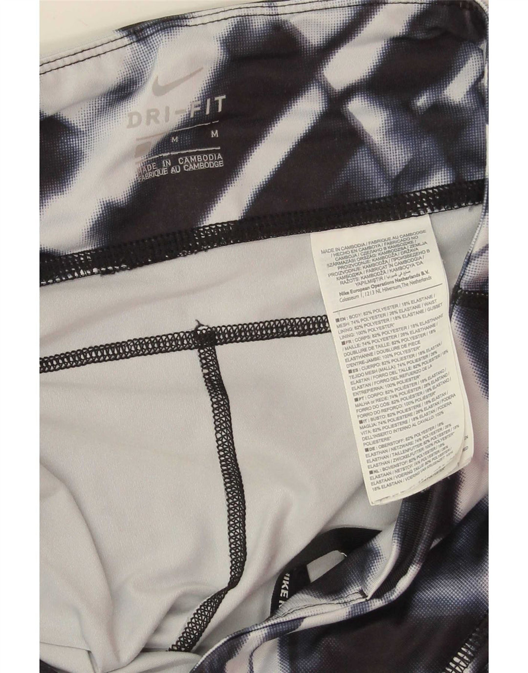 Женские леггинсы Nike Dri Fit UK 12, средний темно-синий, полиэстер с геометрическим рисунком