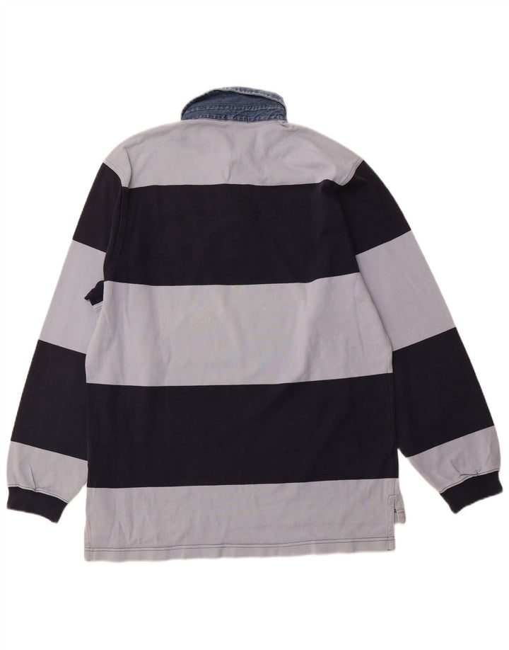 Мужская рубашка-поло для регби GANT с длинным рукавом, средний темно-синий полосатый хлопок