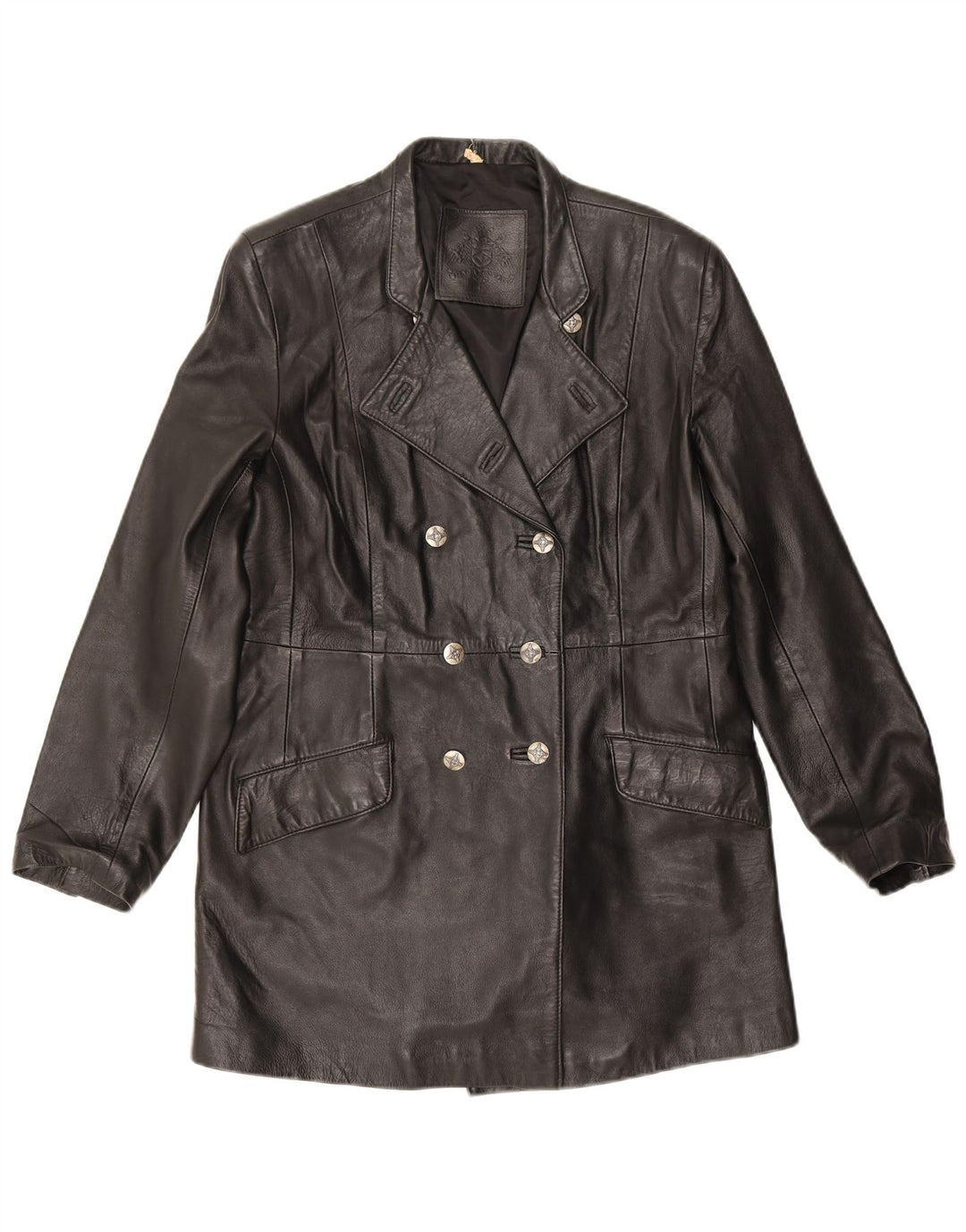 Винтажное женское кожаное пальто UK 18 XL, черное кожаное