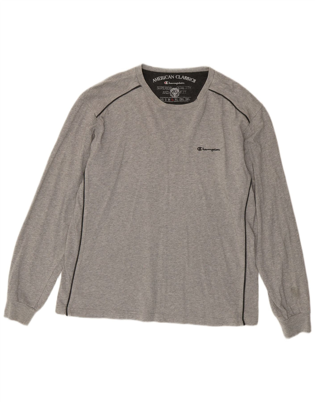 Мужской топ CHAMPION с длинным рукавом, большой размер, серый хлопок