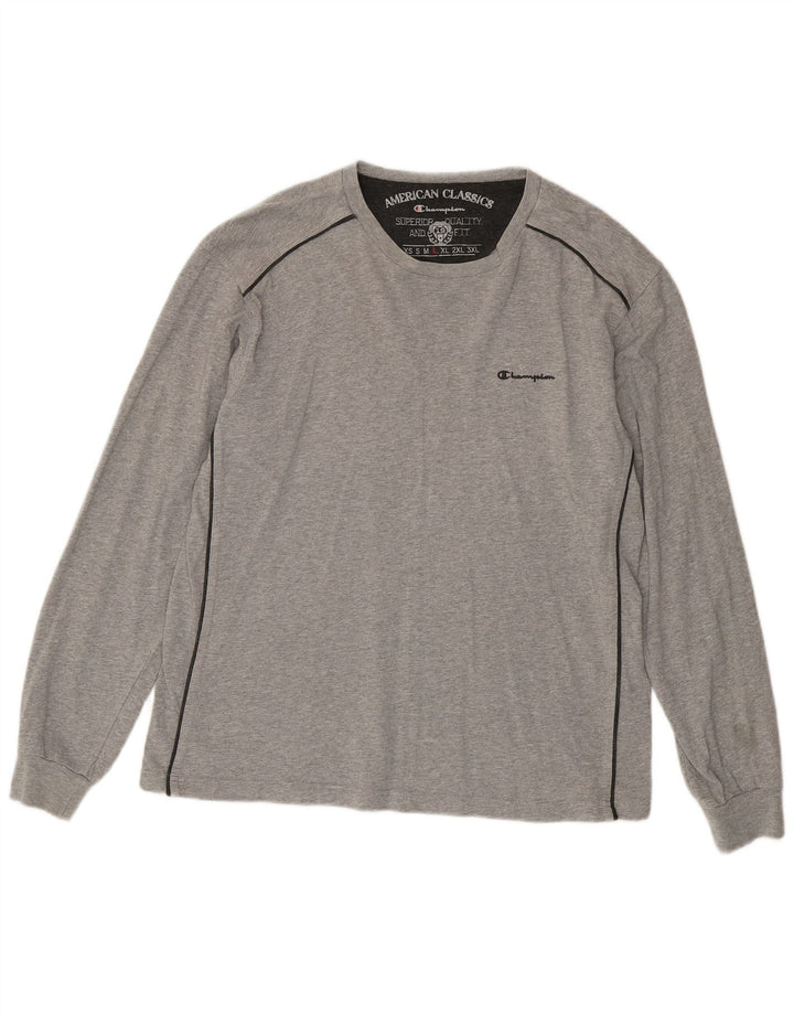 Мужской топ CHAMPION с длинным рукавом, большой размер, серый хлопок