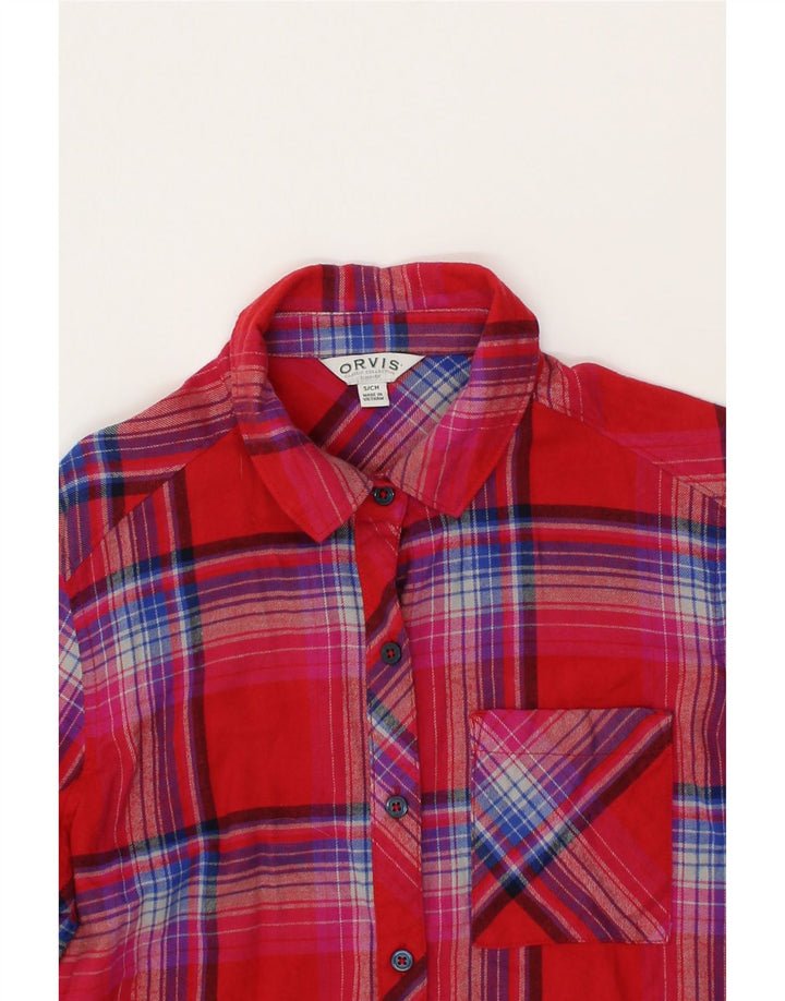 ORVIS Womens Flannel Shirt UK 10 Small Red Plaid Cotton Vintage Orvis and Second-Hand Orvis from Messina Hembry 
