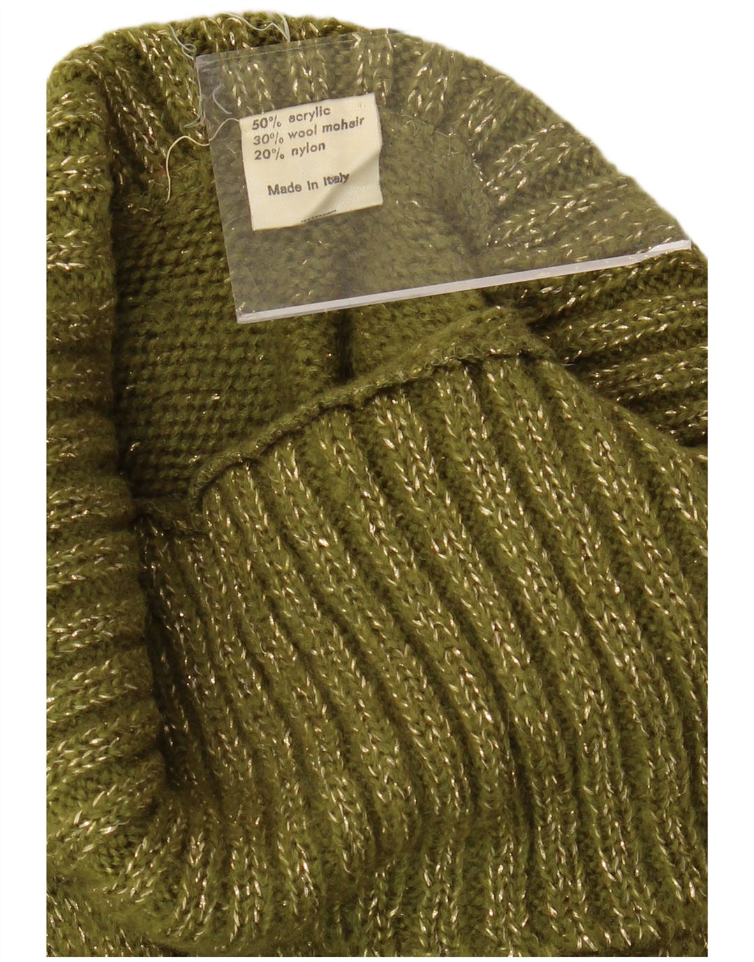 ВИНТАЖНЫЙ женский джемпер с высоким воротником, Великобритания, 16, большой зеленый акрил в крапинку