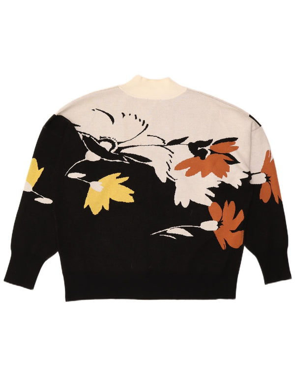 TED BAKER Womens Turtle Neck Jumper Sweater Size 5 XL Black Colourblock