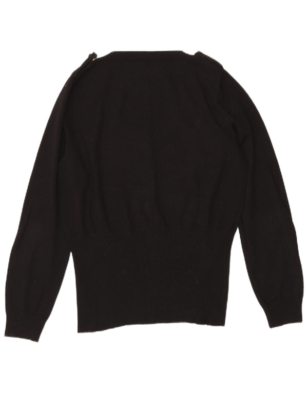 Женский джемпер с v-образным вырезом в стиле милитари MARELLA UK 20 2XL, черный вискоза