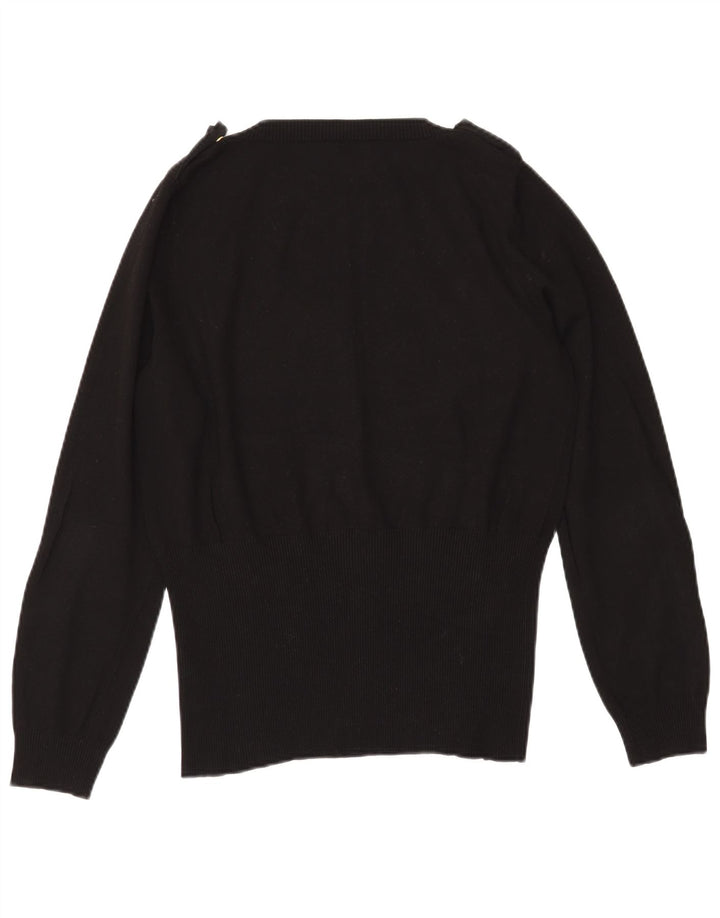 Женский джемпер с v-образным вырезом в стиле милитари MARELLA UK 20 2XL, черный вискоза