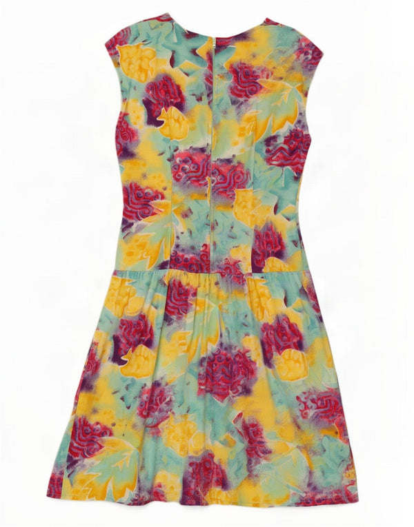 Vintage Womens Sleeveless A-Line Dress UK 12 Medium Multicoloured Floral