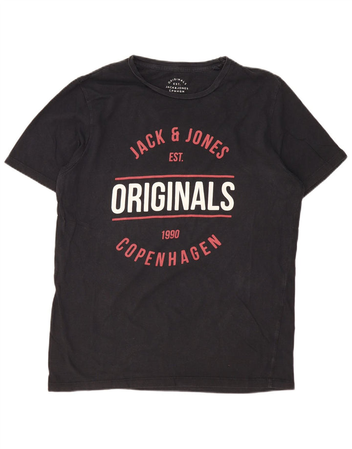 Мужская футболка с рисунком JACK & JONES Originals, топ XL, черный хлопок