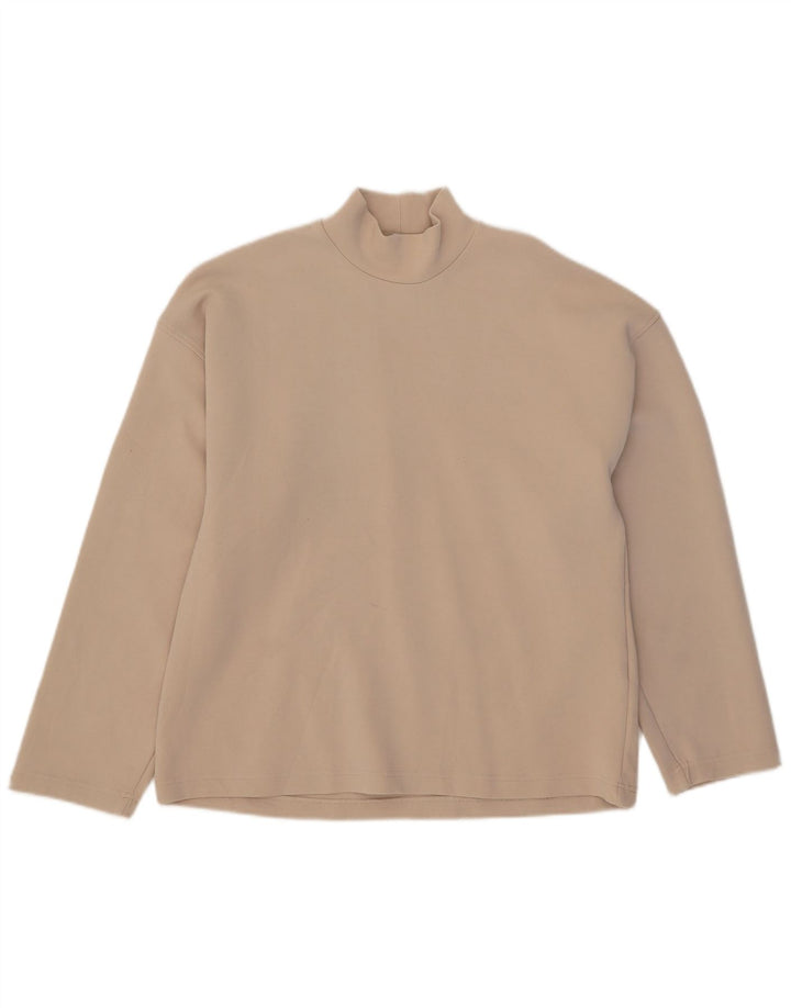 Мужской топ Zara с длинным рукавом, маленький, бежевый, хлопок