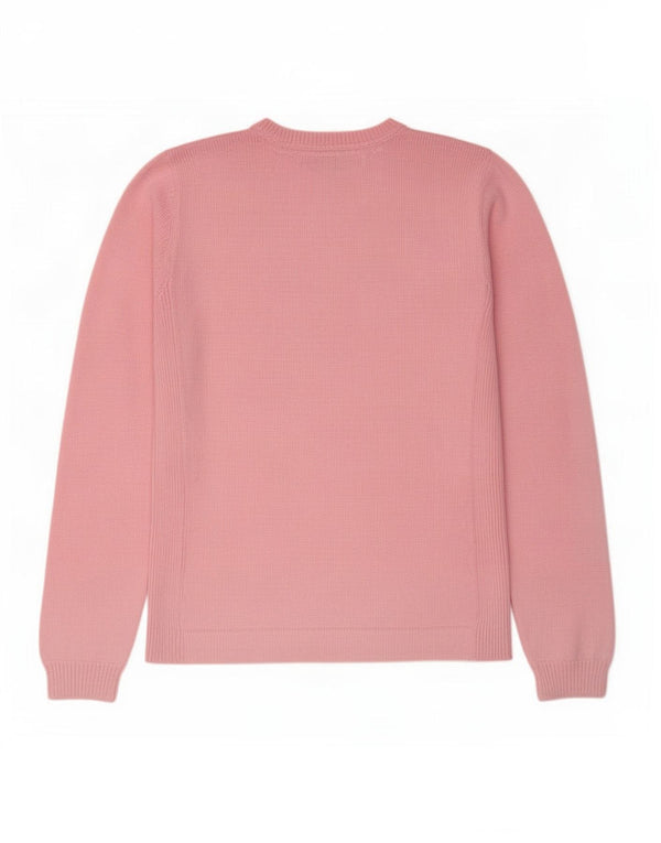 Tommy Hilfiger Womens V-Neck Jumper Sweater UK 12 Medium Pink Cotton
