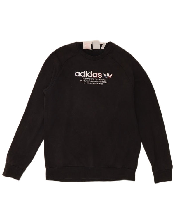 Джемпер с рисунком Adidas для мальчиков 13-14 лет, черный хлопок