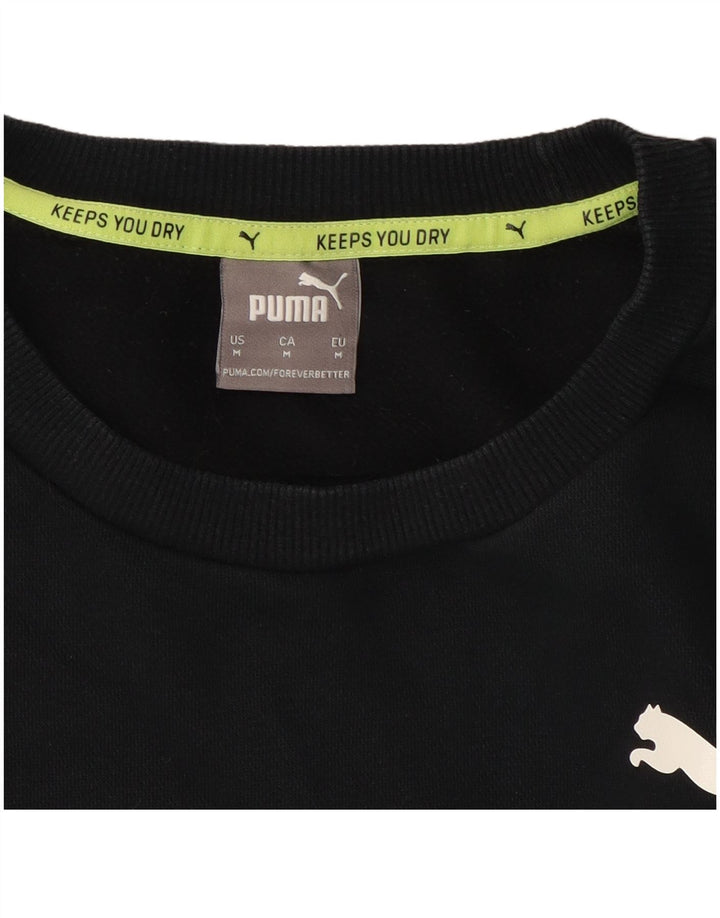 Мужской свитшот с рисунком Puma, средний черный, с цветными блоками