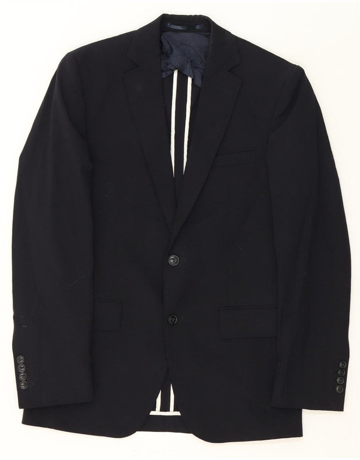 REISS Mens 2 Button Blazer Jacket UK 36 Small Black Polyester Vintage Reiss and Second-Hand Reiss from Messina Hembry 