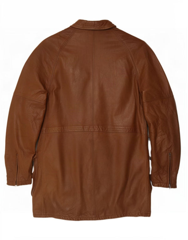 Винтажное женское кожаное пальто IT 50 XL Коричневое