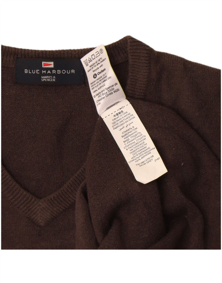 Мужской свитер с v-образным вырезом Marks & Spencer Blue Harbour, средний коричневый