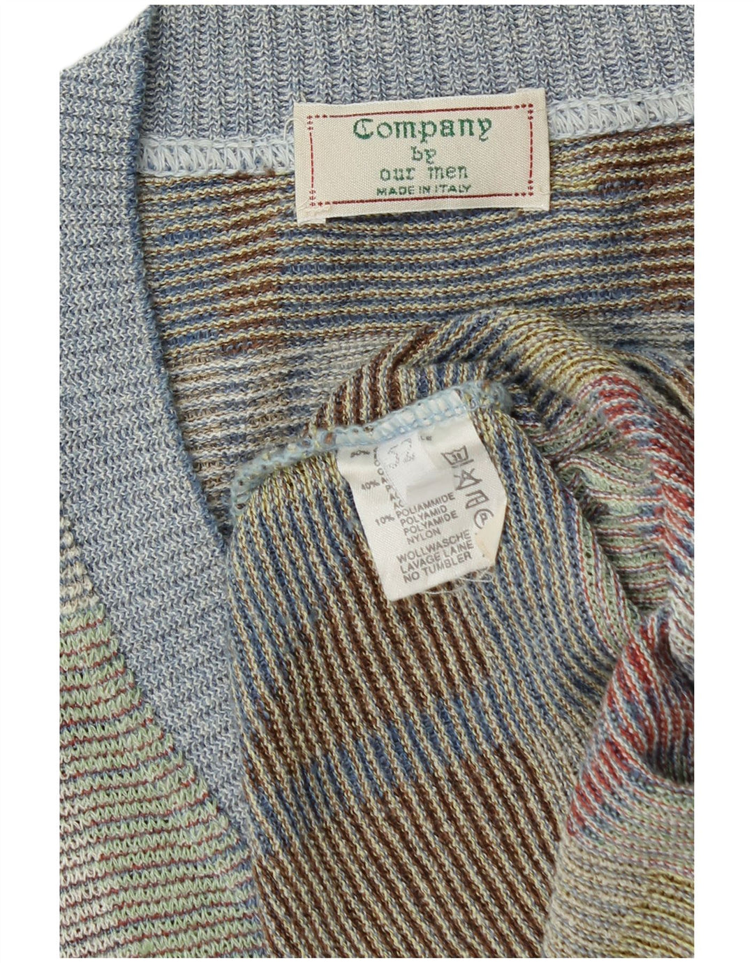 Мужской джемпер с V-образным вырезом VINTAGE IT 52, большой разноцветный с геометрическим узором