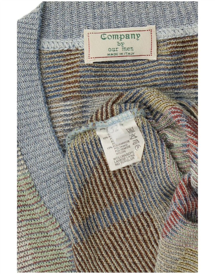 Мужской джемпер с V-образным вырезом VINTAGE IT 52, большой разноцветный с геометрическим узором
