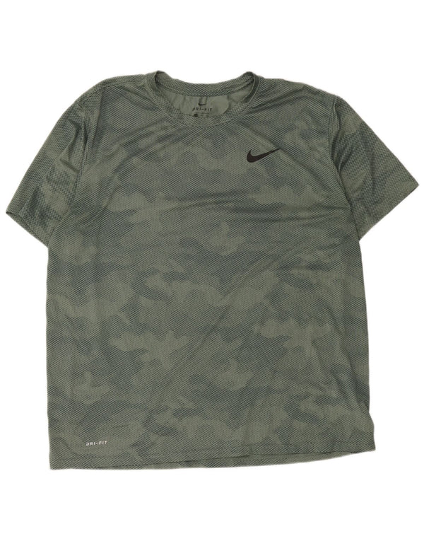 Мужская футболка Nike Dri Fit 2XL, зеленый камуфляжный полиэстер