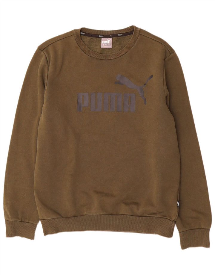 Мужской свитшот с рисунком Puma, маленький хлопковый джемпер цвета хаки