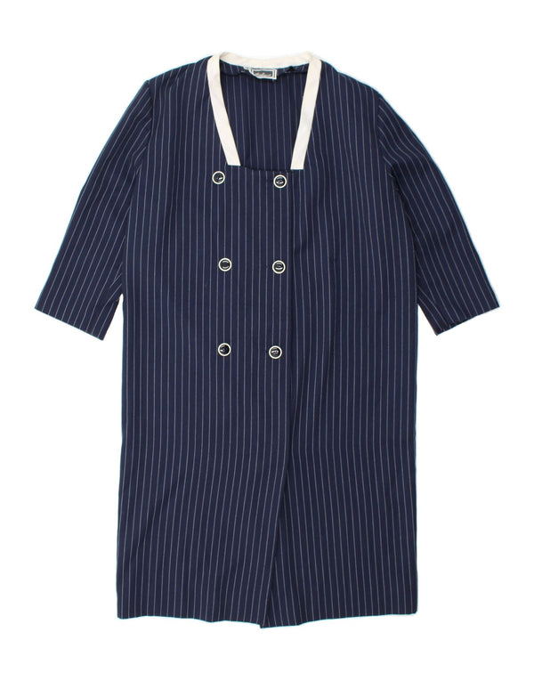 LUISA SPAGNOLI Womens 3/4 Sleeve Maxi Dress IT 48 XL Navy Blue Pinstripe