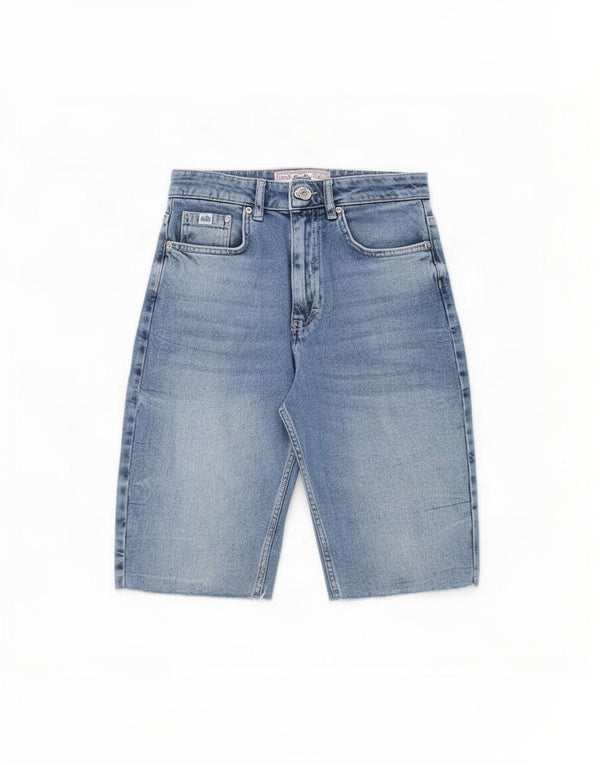 Женские джинсовые шорты Superdry W28, хлопковые, среднего синего цвета
