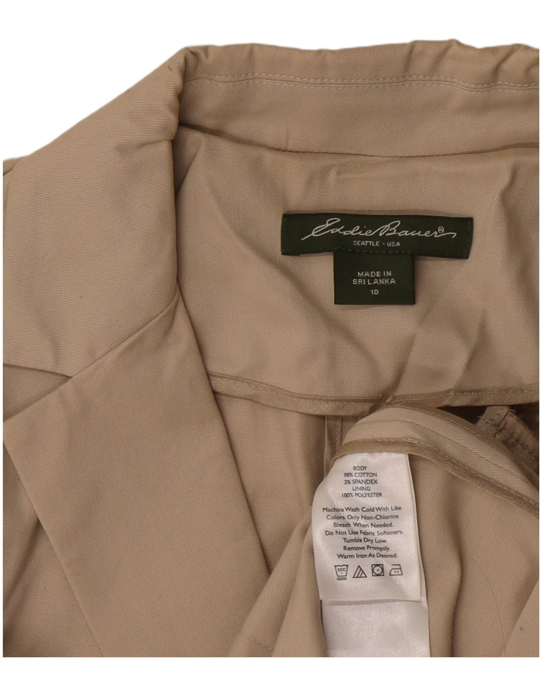 Женский пиджак на 2 пуговицах EDDIE BAUER, размер США 10, большой размер, бежевый хлопок