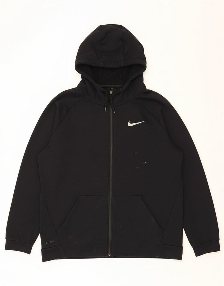 NIKE Mens Dri Fit Zip Hoodie Sweater XL Black Polyester